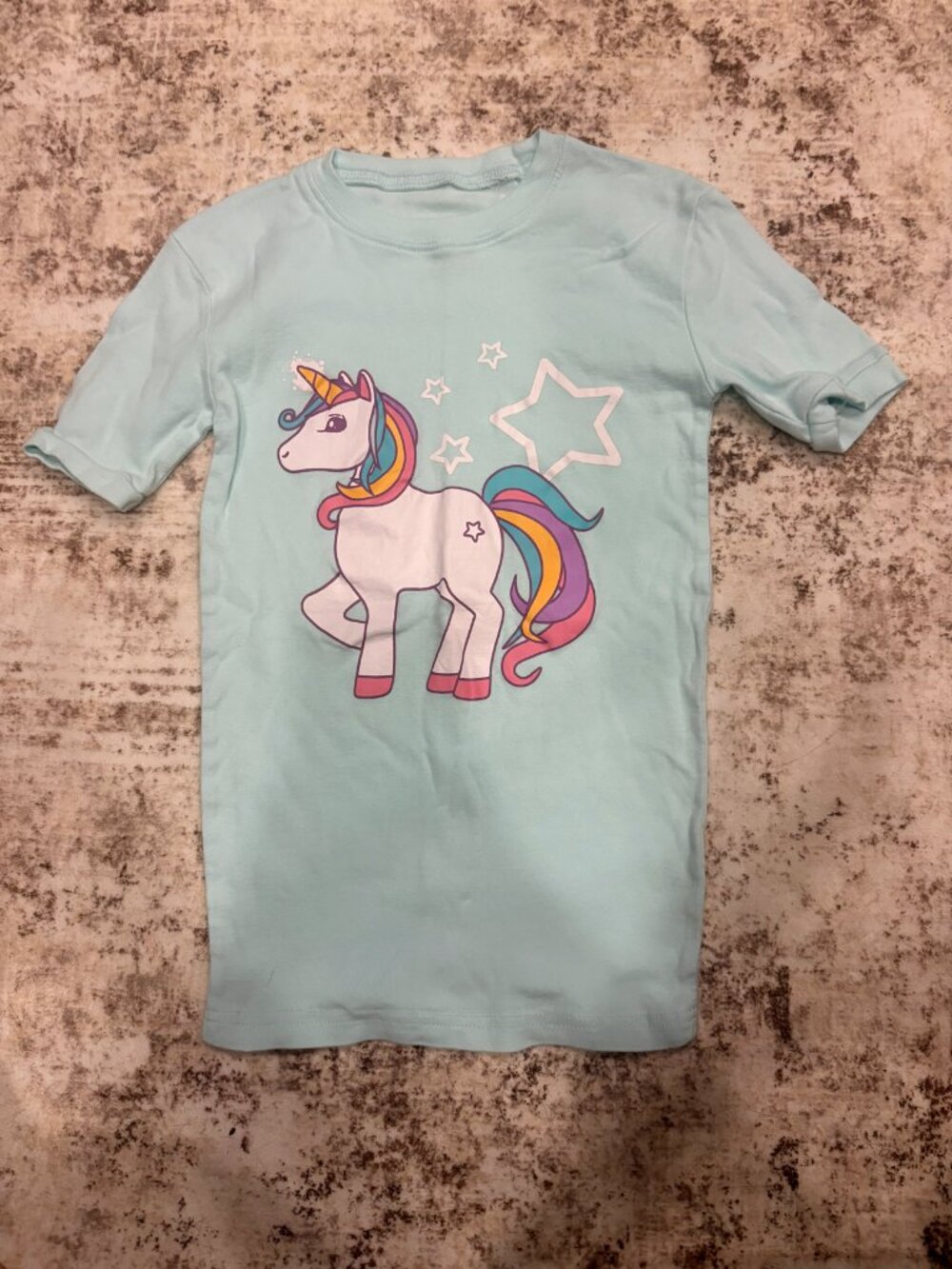 Babyroom Girls Light Blue Unicorn & Stars Pajama Shirt (Size 10)
